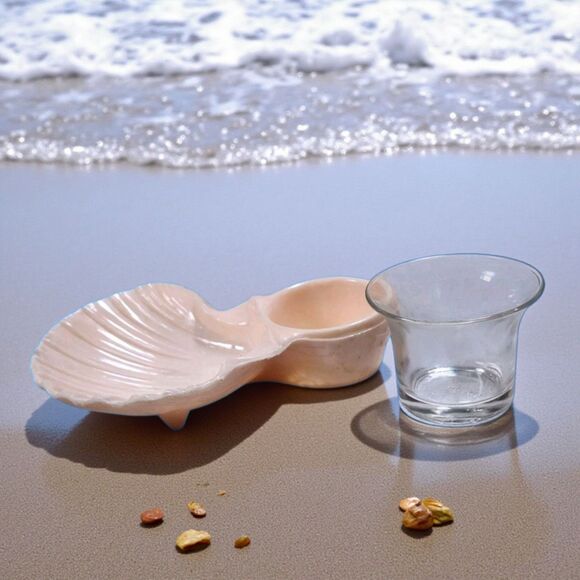 Vintage Karoff Sea-Servers Pink Shrimp Cocktail Dishes Set of 6 Box Retro Clam - Picture 1 of 11